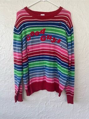 Chucky Good Guys bright crewneck multicoloured striped sweater; XL